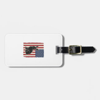 Etiqueta De Bagagem Coelho Patriótico Bandeira Americana Gravura Vinta