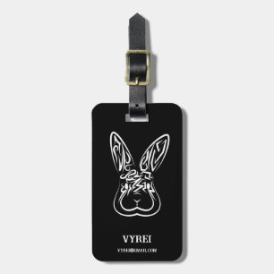 Etiqueta De Bagagem Coelho Tribal Negro e Branco
