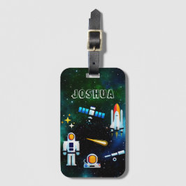 Etiqueta De Bagagem Colagem de Astronautas Divertidos Personalizada