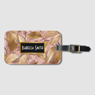 Etiqueta De Bagagem Coleção de Folhas Douradas de Boho Cor-de-Rosa Ten