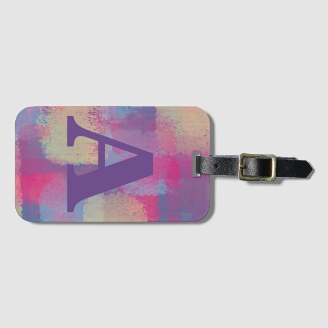 Etiqueta De Bagagem Colheita de papelão rosa e Abstrato púrpura (Frente Horizontal)