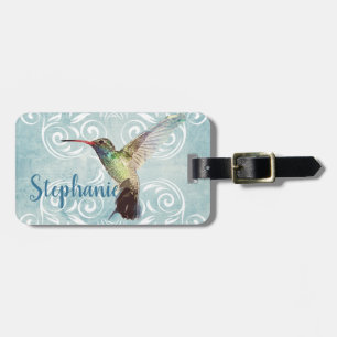 Etiqueta De Bagagem Colibri com fundo do Flourish