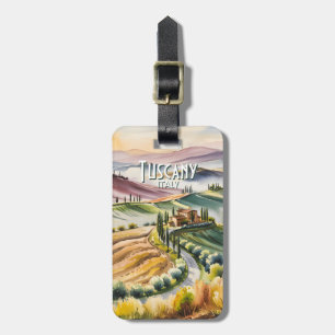 Etiqueta De Bagagem Colinas Ondulantes da Toscana Personalizadas Aquar