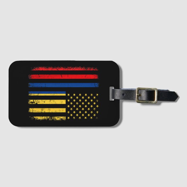 Etiqueta De Bagagem Colombiana - Bandeira Americana Colombiana Roots C (Frente Horizontal)