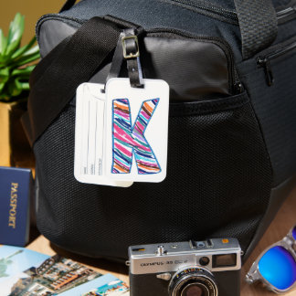 Etiqueta De Bagagem Colorful Multicolored Letter K as in Kay