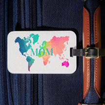 Colorful World Map MOM Custom Monogram Name