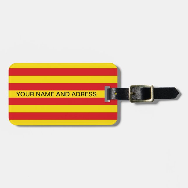 Etiqueta de bagagem com bandeira da Catalunha (Frente Horizontal)