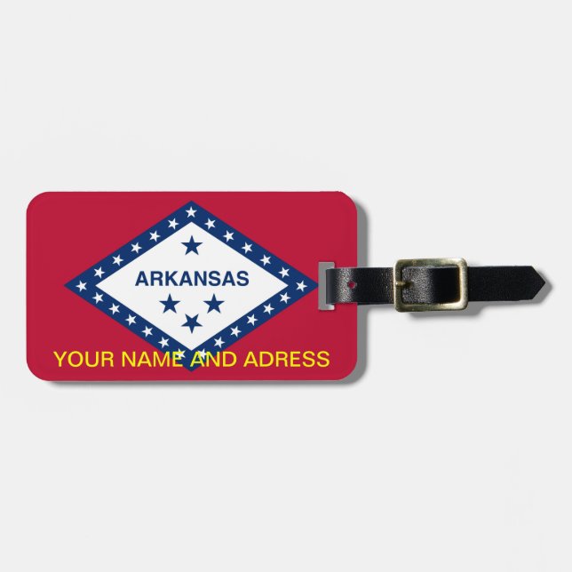 Etiqueta de bagagem com bandeira de Arkansas, EUA (Frente Horizontal)