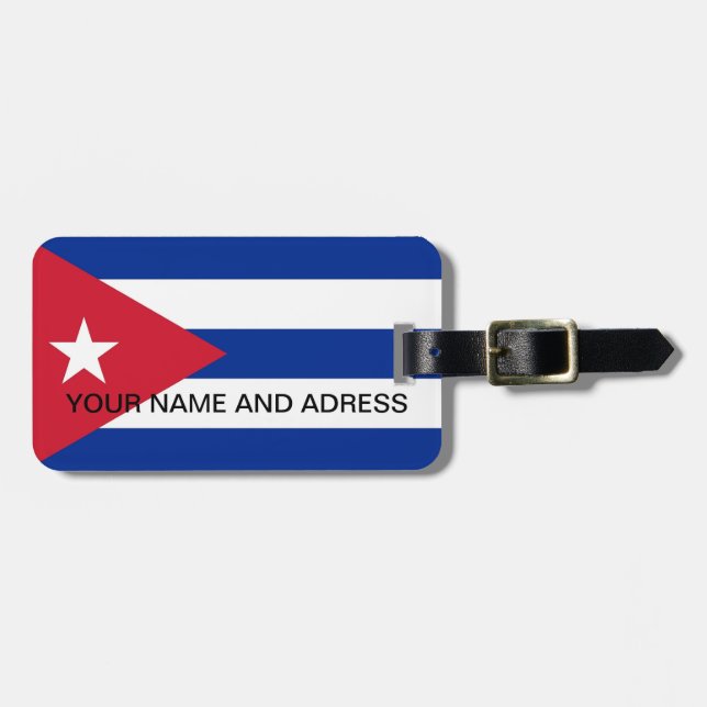 Etiqueta de bagagem com bandeira de Cuba (Frente Horizontal)