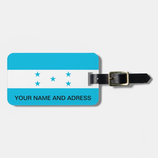 Etiqueta de bagagem com bandeira de Honduras (Frente Horizontal)