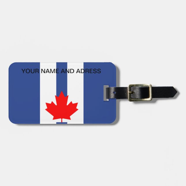 Etiqueta de Bagagem com Bandeira de Toronto, Canad (Frente Horizontal)