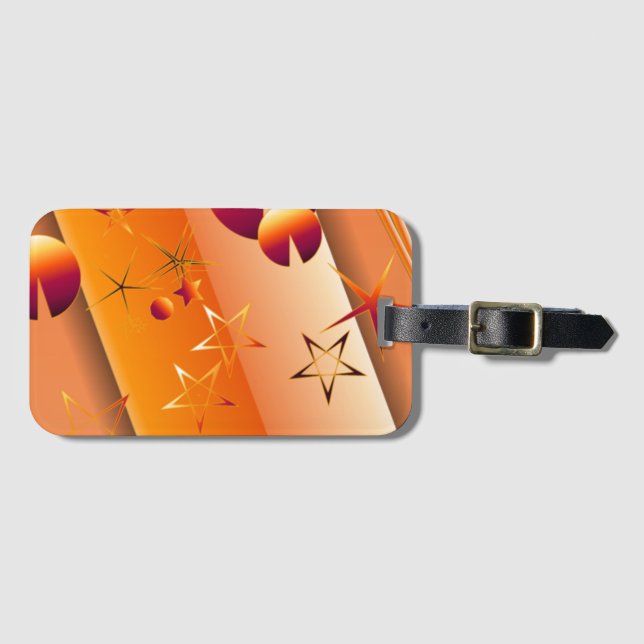 Etiqueta de Bagagem com Design Abstrato Laranja (Frente Horizontal)