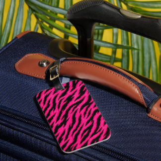 Etiqueta de Bagagem com Estampa de Zebra Rosa Vibr