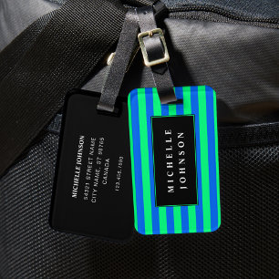 Etiqueta de Bagagem com Faixa Verde Azul
