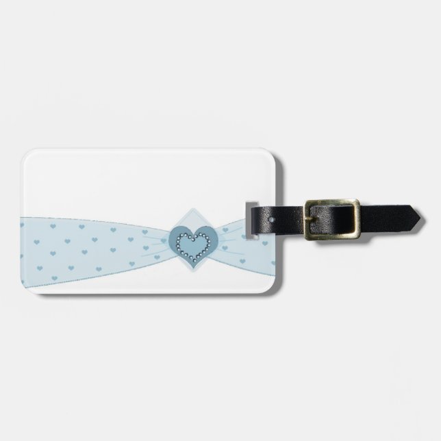 Etiqueta de Bagagem com Fita Azul (Frente Horizontal)