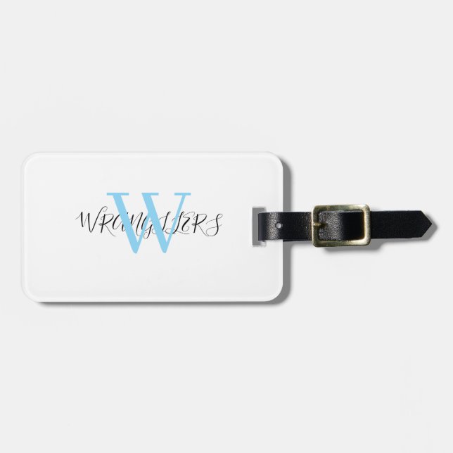Etiqueta de Bagagem com Monograma em Script Dourad (Frente Horizontal)