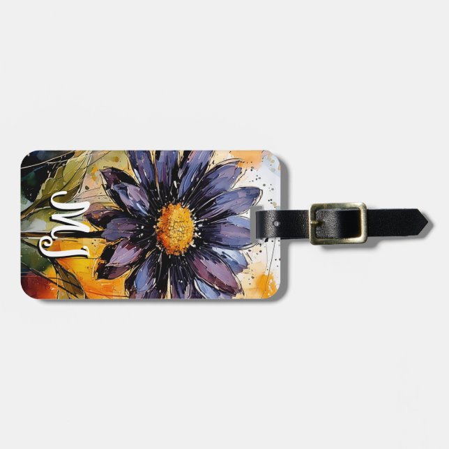 Etiqueta de bagagem com monograma personalizado (Frente Horizontal)