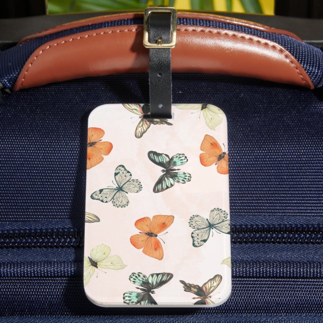 Etiqueta de Bagagem com Padrão de Borboleta Fofa (Frente Insitu 2)