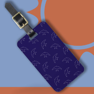 Etiqueta de Bagagem com Padrão de Engolir Azul Mod