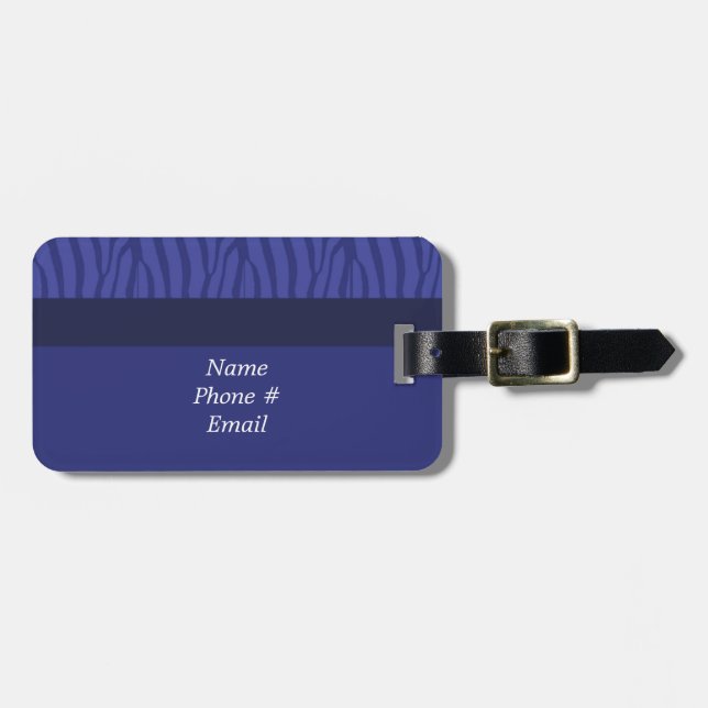 Etiqueta de Bagagem com Padrão de Zebra Azul Moder (Frente Horizontal)