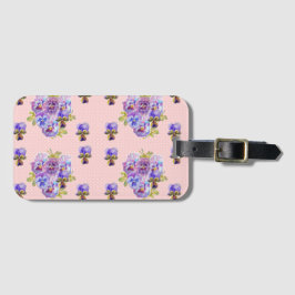 Etiqueta de Bagagem com Padrão Floral de Violeta P
