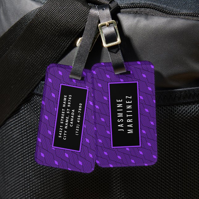 Etiqueta de Bagagem com Padrão Geométrico Diamond  (Criador carregado)