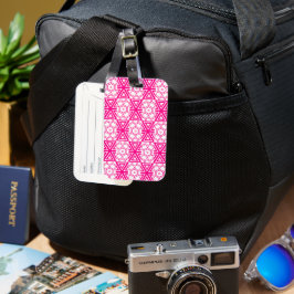 Etiqueta de Bagagem com Padrão Moderno Branco Rosa