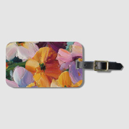 Etiqueta de Bagagem com Pintura Floral Vibrante em