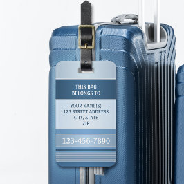 Etiqueta de Bagagem com Stripe Metálico Chic Blue
