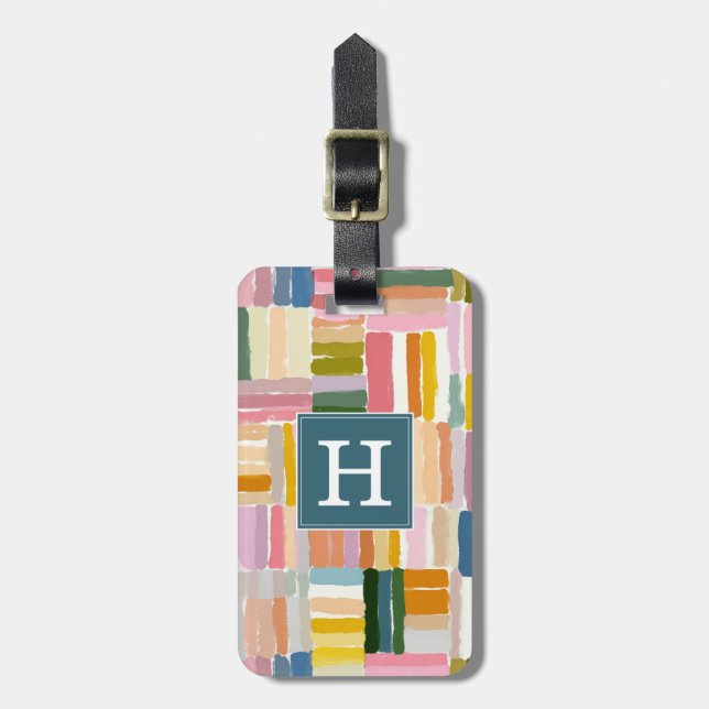 Etiqueta de Bagagem com Textura Boho Moderna (Frente Vertical)