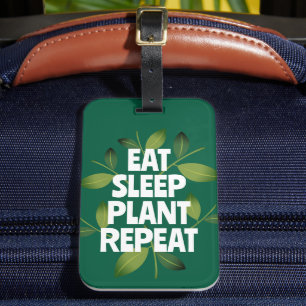 Etiqueta De Bagagem Comer Dormir Plantar Repetir piada de jardinagem e