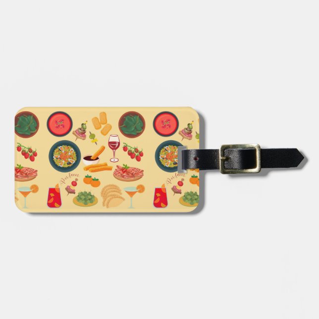Etiqueta De Bagagem Comida Espanhola (Frente Horizontal)