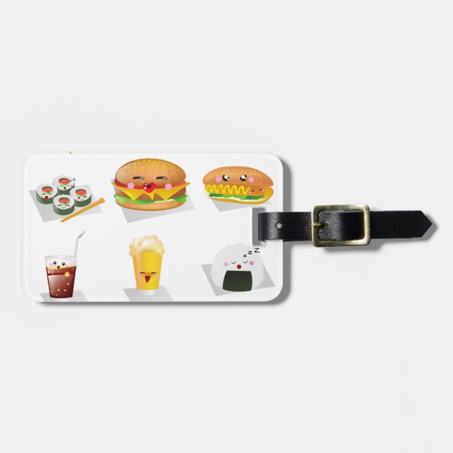 Etiqueta De Bagagem comida rápida kawaii (Frente Horizontal)