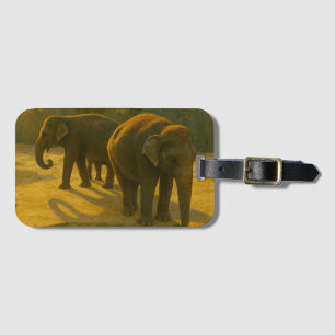 Etiqueta De Bagagem Companheiros de ouro - Trio de Elefante na Luz Que