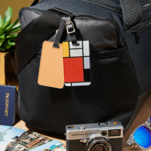 Etiqueta De Bagagem Composição de Piet Mondrian Vermelho Amarelo Azul 