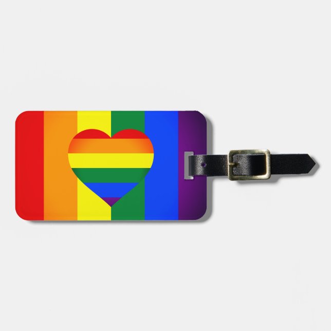 Etiqueta De Bagagem Comunidade Rainbow Heart & Pride Rainbow Flag /LGB (Frente Horizontal)