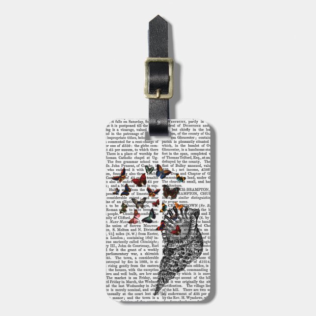 Etiqueta De Bagagem Conch Shell e Borboletas 2 (Frente Vertical)