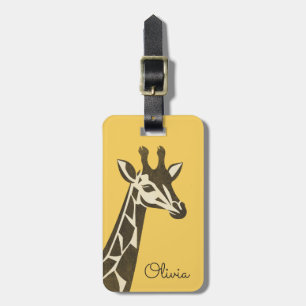 Etiqueta De Bagagem Condecoração da cabeça de girafa bonita