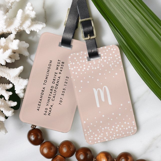 Etiqueta De Bagagem Confetti Dots Monograma Bagagem | Lâmpada (Criador carregado)