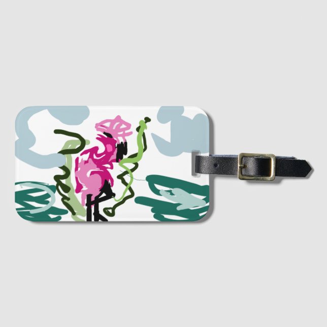 Etiqueta De Bagagem Conjunto de flamingo rosa (Frente Horizontal)