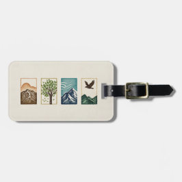 Etiqueta De Bagagem Conjunto Mínimo da Natureza – Arte de Montanha e Á