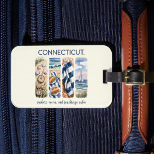 Etiqueta De Bagagem Connecticut - Âncoras, brisa oceânica e marítima