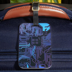 Etiqueta De Bagagem Conselho do circuito do computador legal - Azul