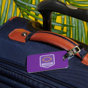 Etiqueta De Bagagem Contorno de limão Roxo e Amarelo Fruta
