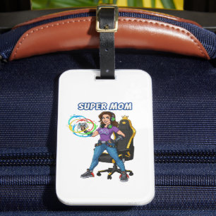 Etiqueta De Bagagem Controlador de Jogo Cartoon Super Mãe Gamer