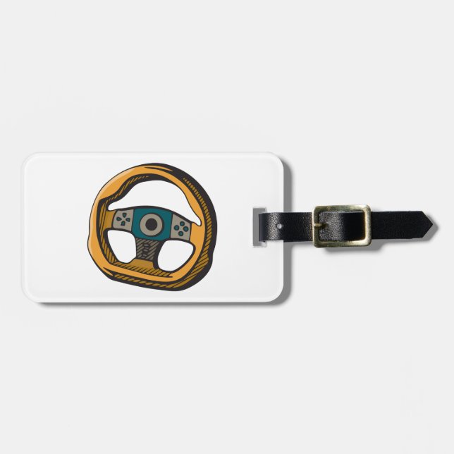Etiqueta De Bagagem Controlador de Volante de Corrida Gamer (Frente Horizontal)