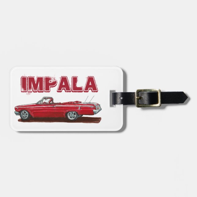 Etiqueta de bagagem convertível Classic Red Impala (Frente Horizontal)