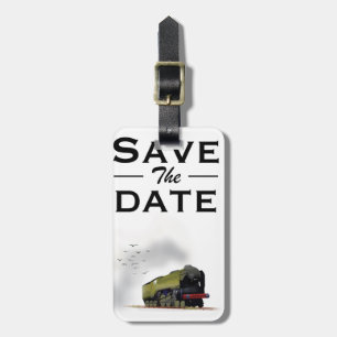 Etiqueta De Bagagem Convite de Locomotiva vintage Salve a Data