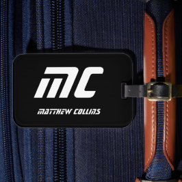 Etiqueta De Bagagem Cool Black and White Personalized Sport Monogram