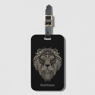 Etiqueta De Bagagem Cool Tribal Metallic Lion Head Personalised